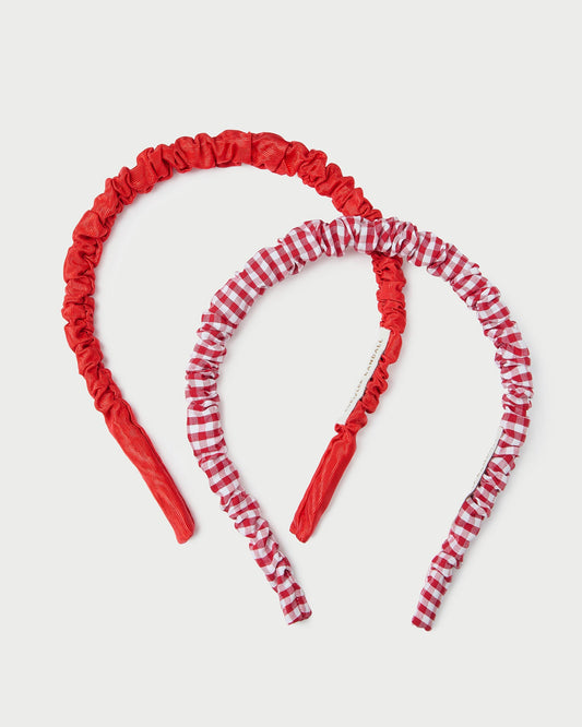 Loeffler Randall Sabine Red Gingham/Red Headband Set