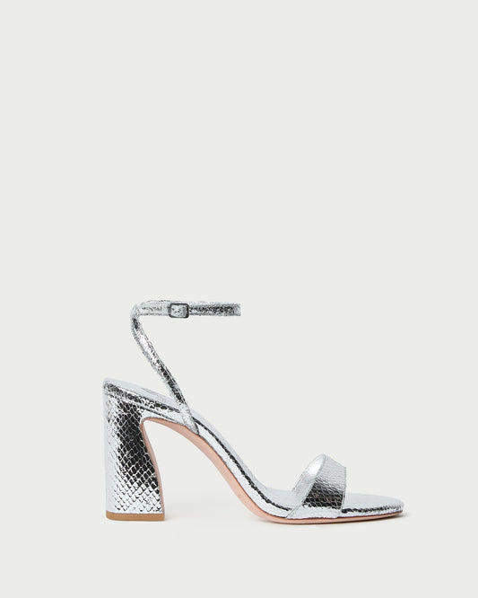 Loeffler Randall Malia Silver Snake Embossed Sandal
