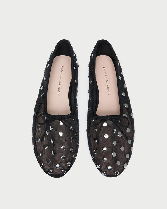Loeffler Randall Landon Black/Silver Mesh Ballet Flat
