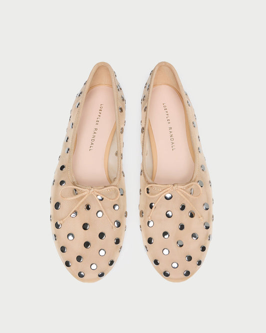 Loeffler Randall Landon Caramel/Silver Mesh Ballet Flat