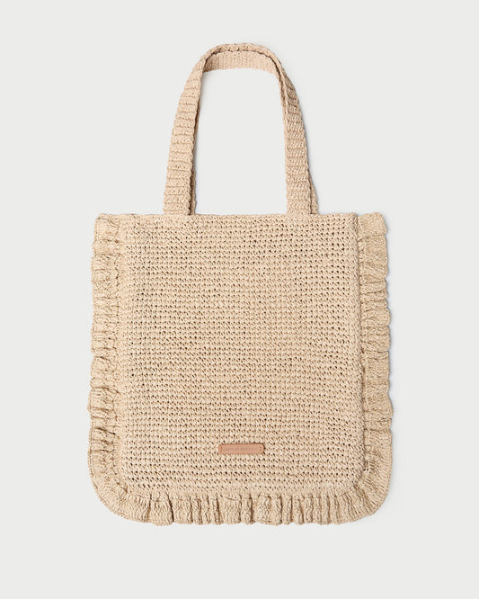 Loeffler Randall Justine Natural Crochet Ruffle Tote