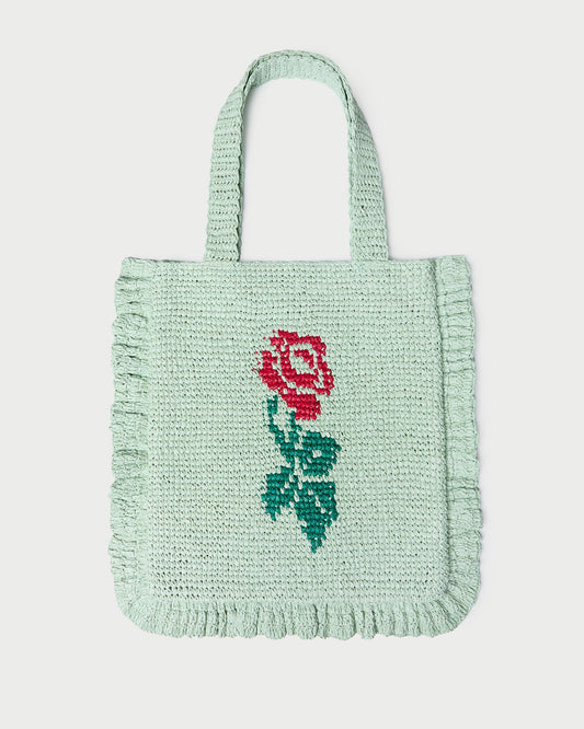 Loeffler Randall Justine Mint Crochet Ruffle Tote
