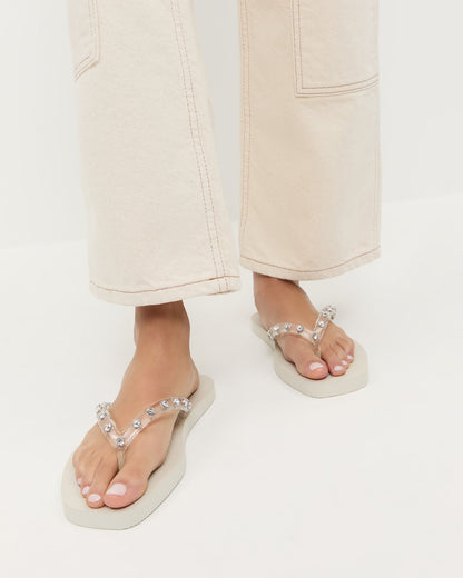 Loeffler Randall Taryn Cream Jelly Flip Flop