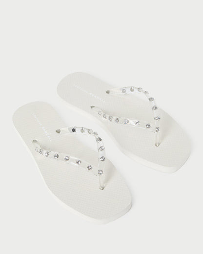 Loeffler Randall Taryn Cream Jelly Flip Flop