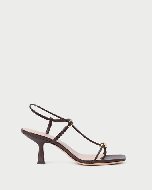 Loeffler Randall Triana Espresso Leather Mid-Heel Sandal