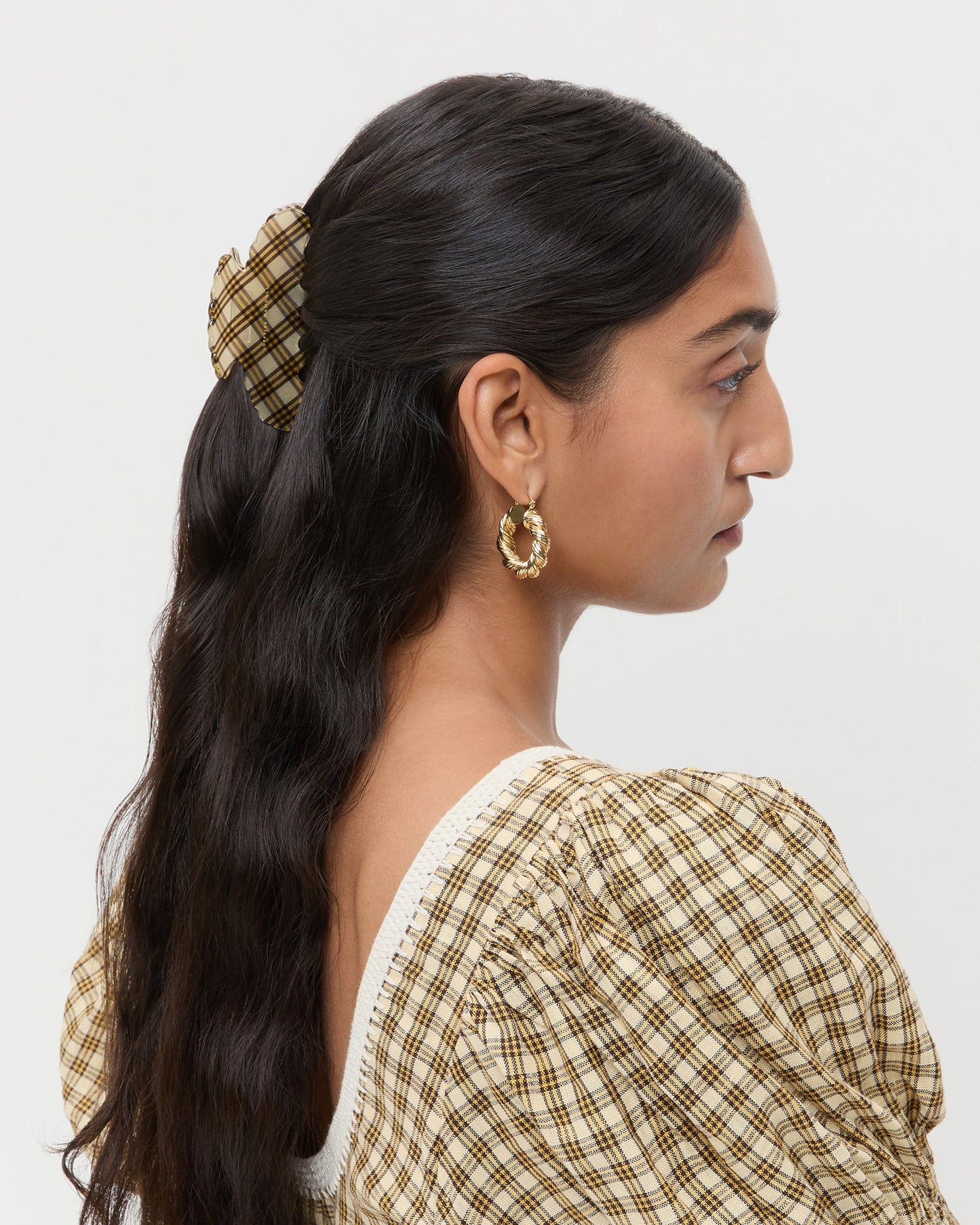 Loeffler Randall Yuri Butter Plaid Hair Clip Set