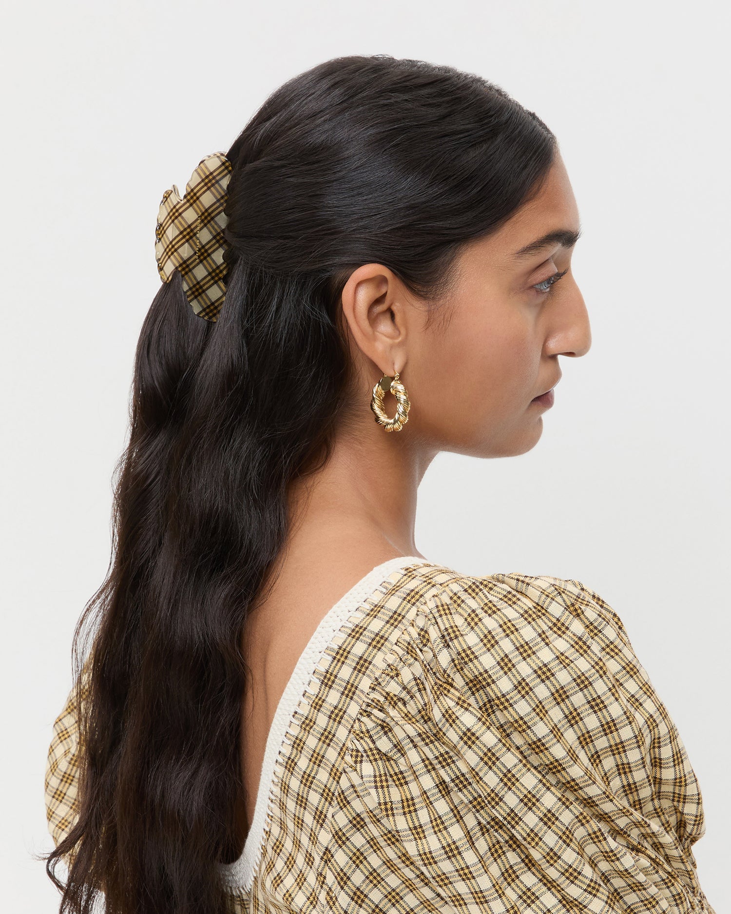 Loeffler Randall Yuri Butter Plaid Hair Clip Set