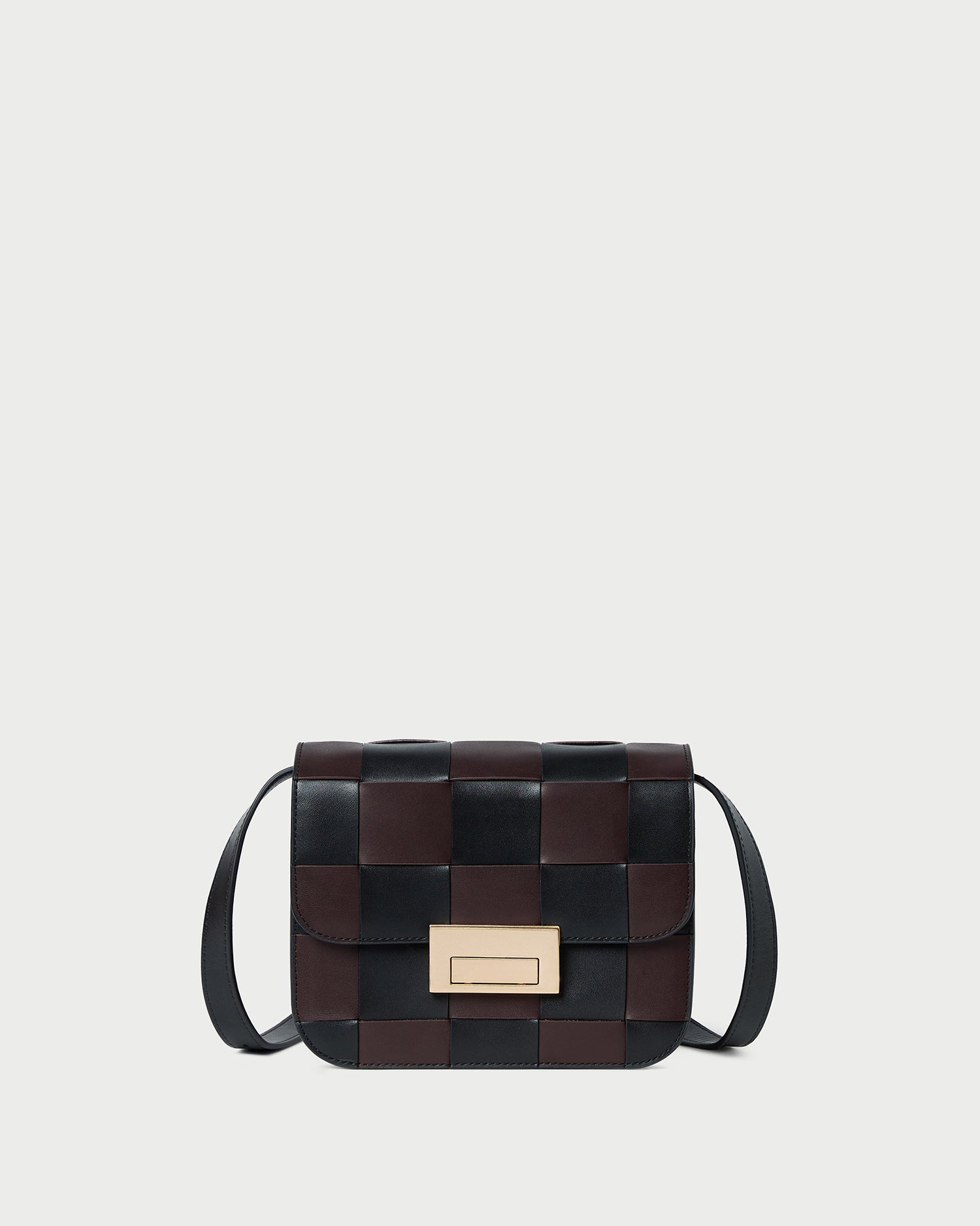 Loeffler Randall Desi Black/Espresso Woven Leather Crossbody