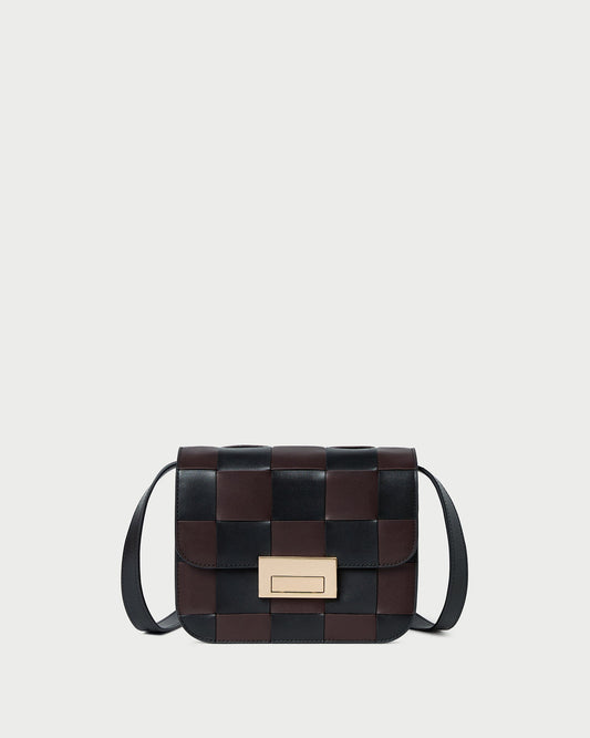 Loeffler Randall Desi Black/Espresso Woven Leather Crossbody