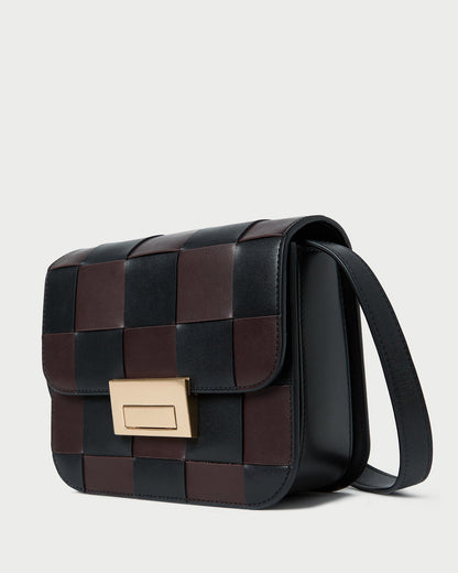 Loeffler Randall Desi Black/Espresso Woven Leather Crossbody
