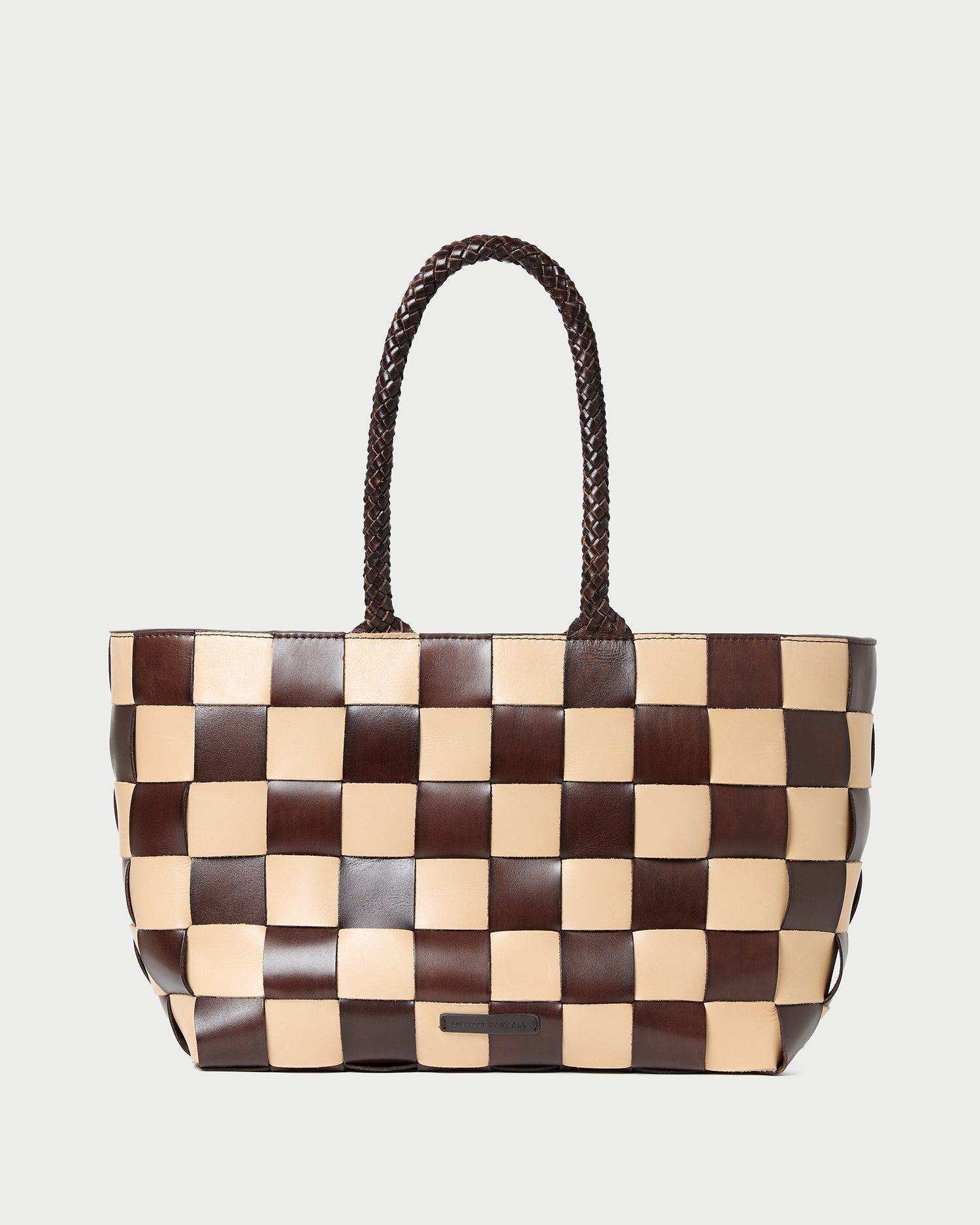 Loeffler Randall Klara Brown/Butter Woven Leather Tote