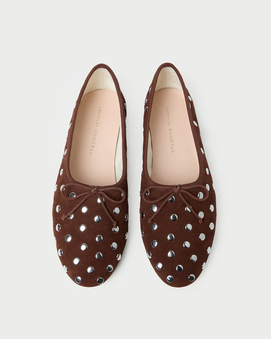 Loeffler Randall Landon Espresso/Silver Suede Ballet Flat