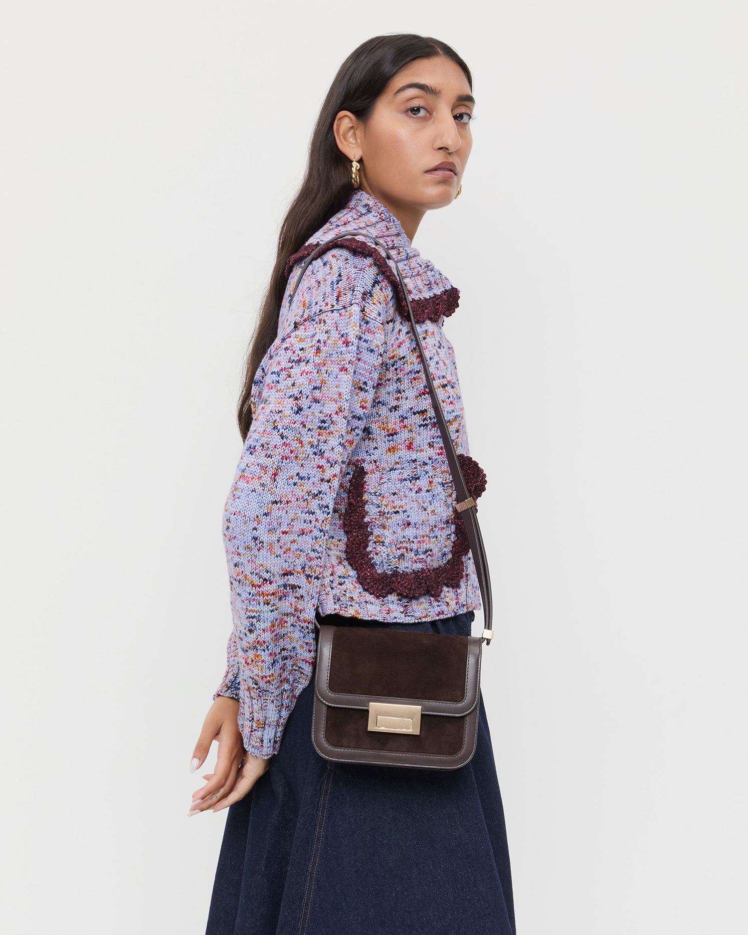 Loeffler Randall Desi Brown Suede Crossbody