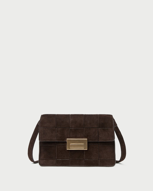 Loeffler Randall Delphine Brown Suede Shoulder Bag