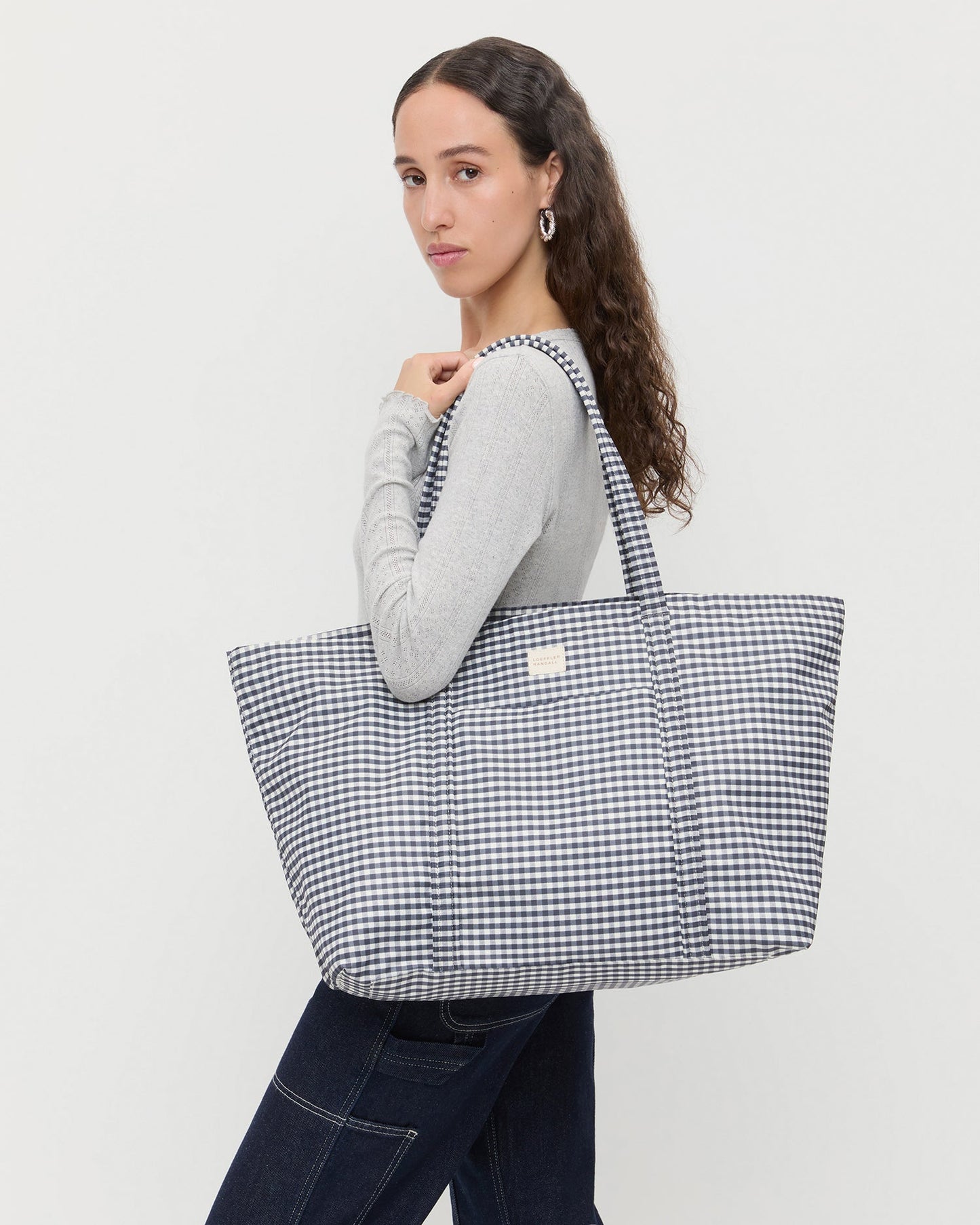 Loeffler Randall Dina Black/White Gingham Travel Tote
