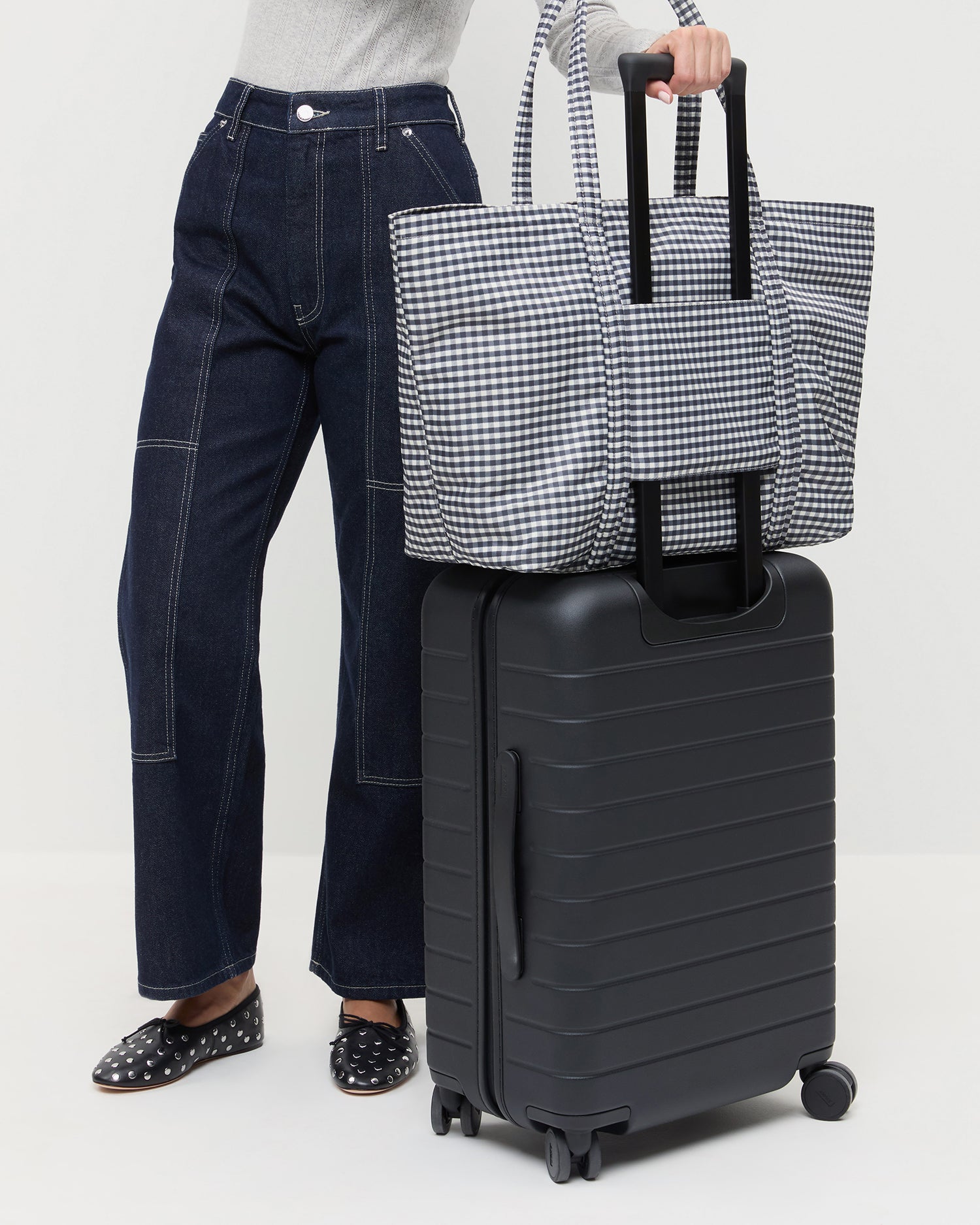 Loeffler Randall Dina Black/White Gingham Travel Tote