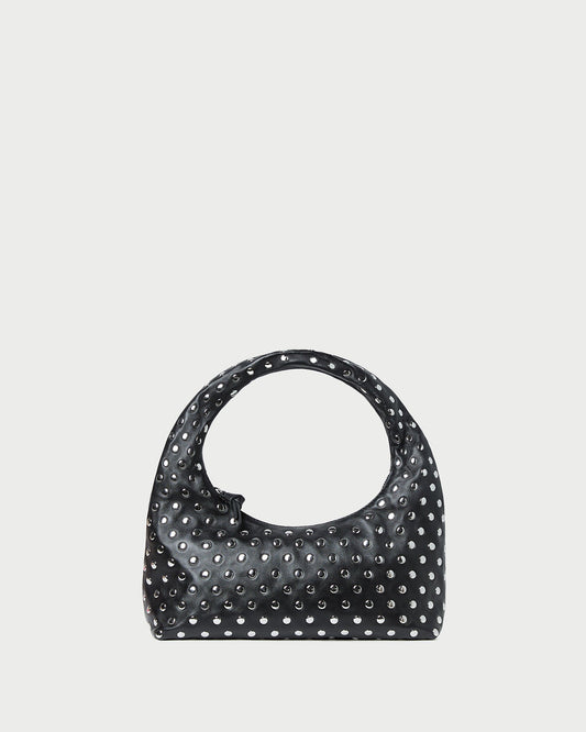 Loeffler Randall Mercer Black/Silver Leather Shoulder Bag