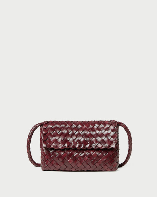 Loeffler Randall Vinnie Maroon Woven Leather Crossbody