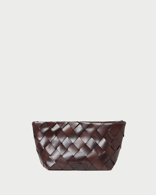 Loeffler Randall Melina Chocolate Woven Leather Clutch