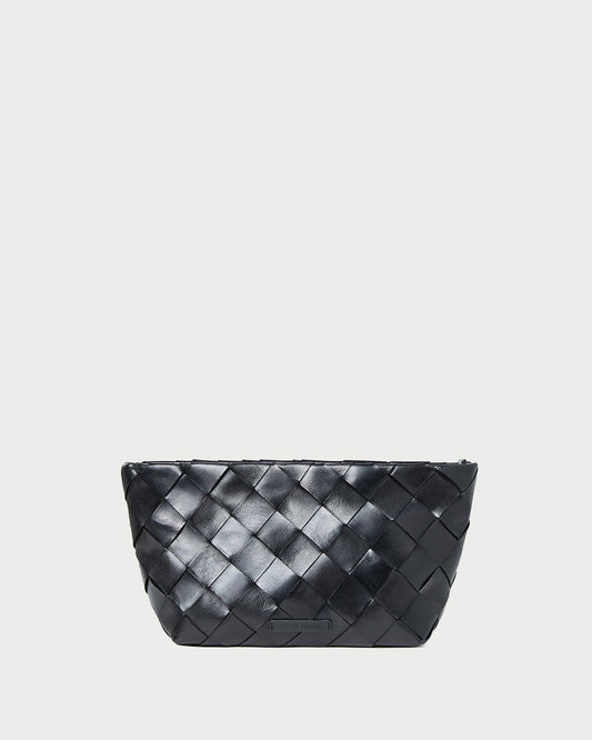 Loeffler Randall Melina Black Woven Leather Clutch