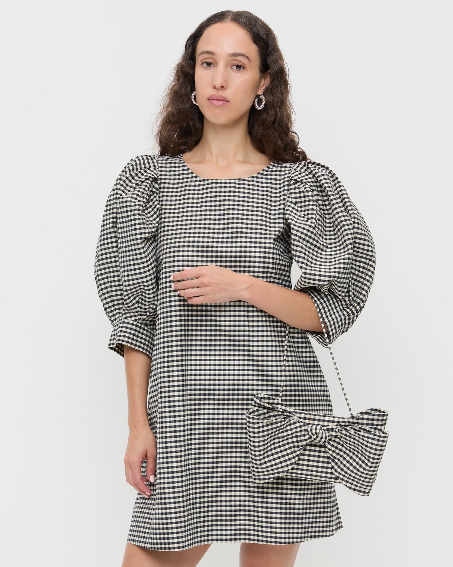 Loeffler Randall Valerie Black/White Gingham Bow Bag