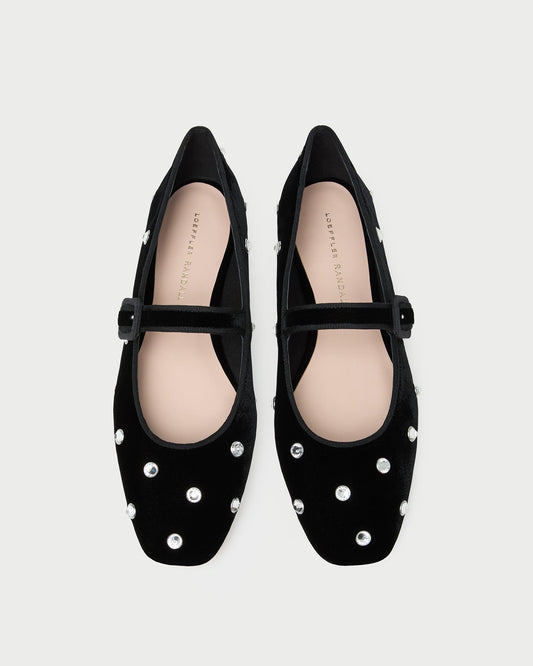 Loeffler Randall Ginger Black/Crystal Velvet Mary Jane