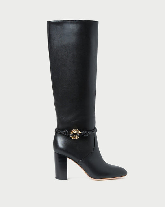 Loeffler Randall Goldy Black/Gold Leather Tall Boot