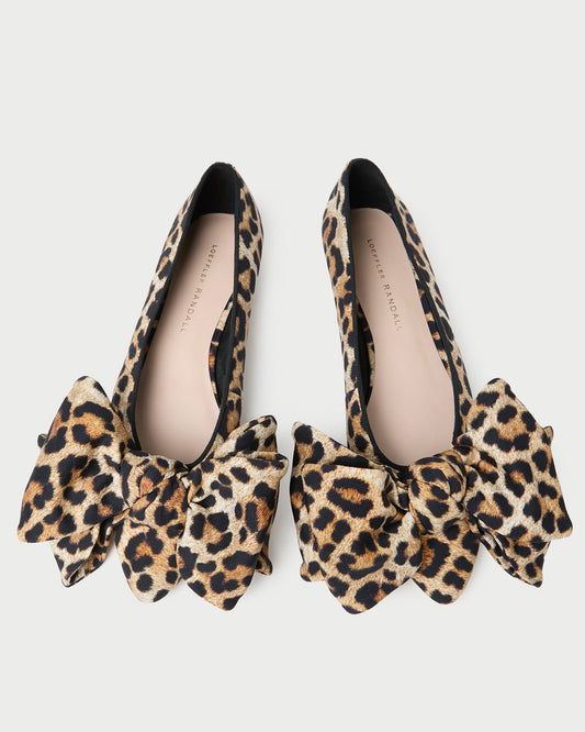 Loeffler Randall Noa Leopard Jersey Bow Flat