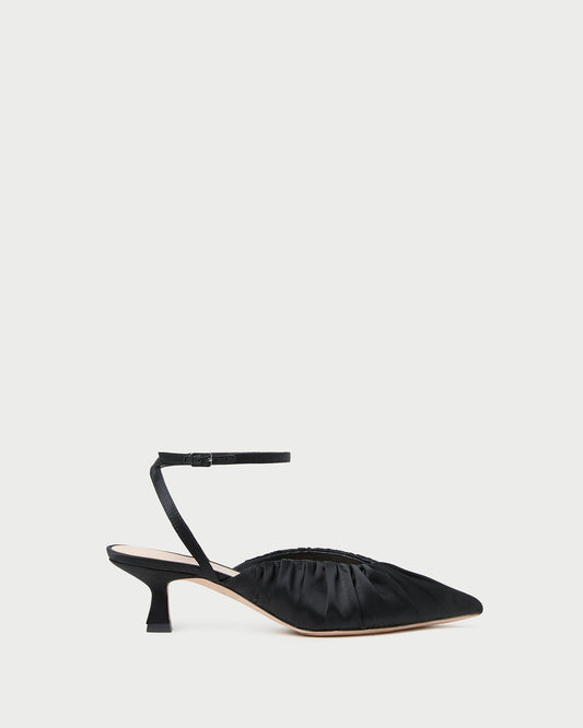 Loeffler Randall Rio Black Satin Kitten Heel