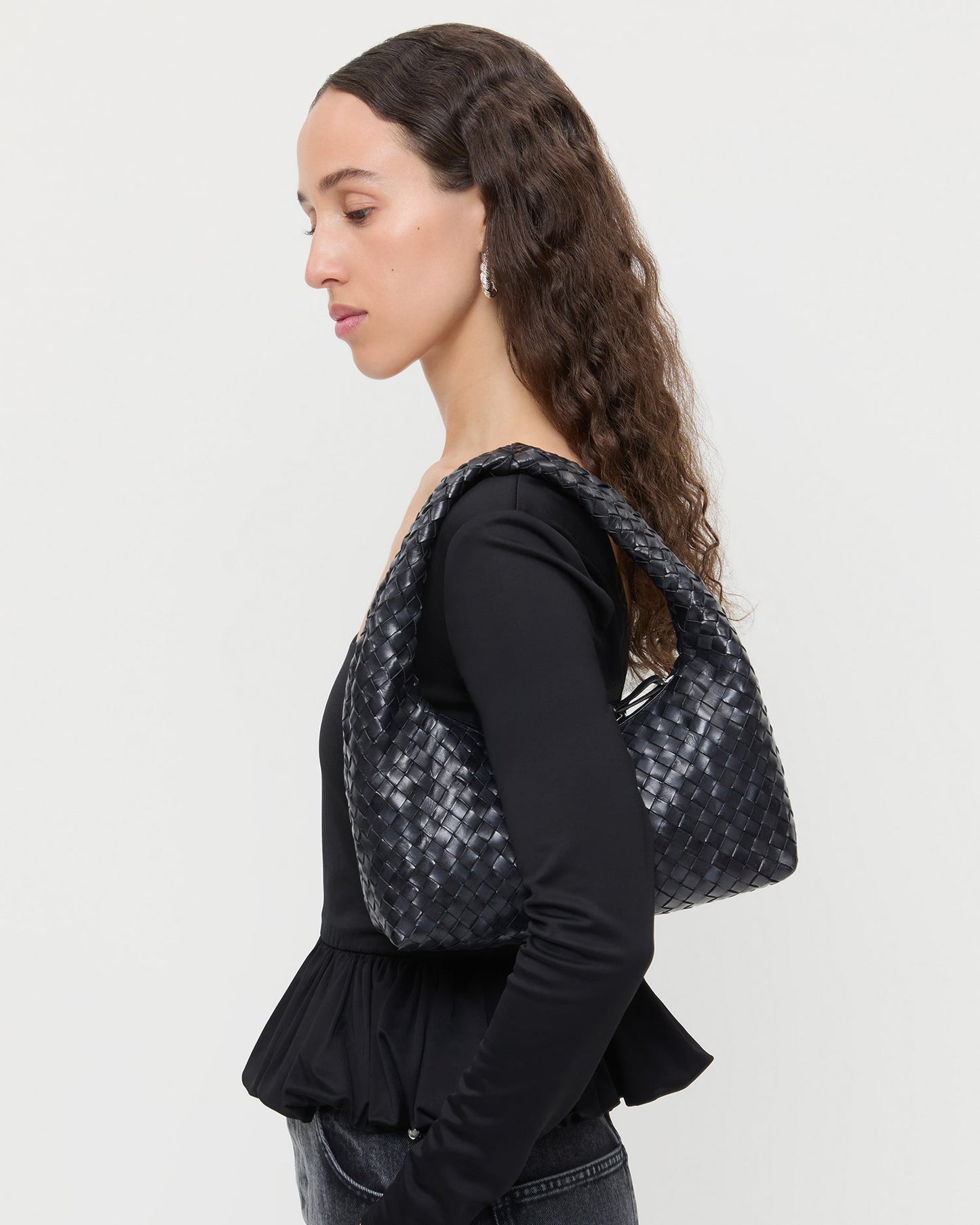 Loeffler Randall Mercer Black Woven Shoulder Bag