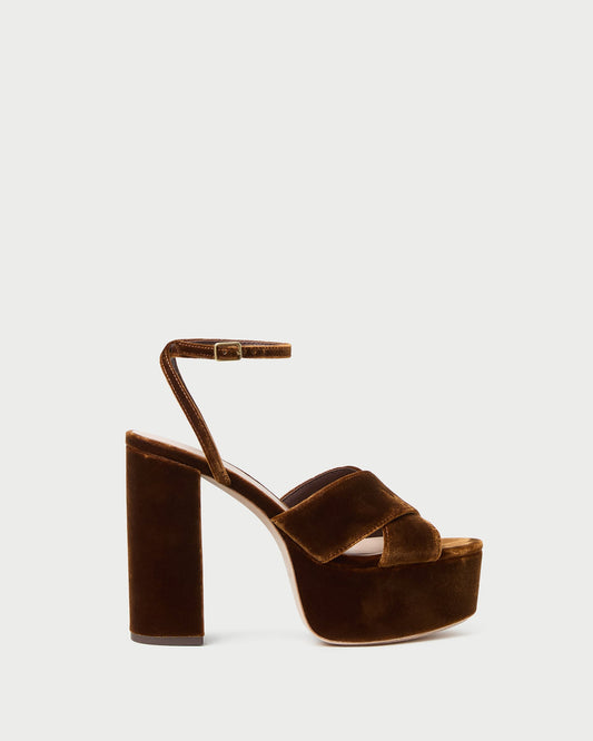 Loeffler Randall Loretta Brown Velvet Platform Sandal